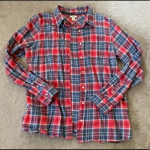 L.L. Bean Red and Blue Flannel Shirt Size M